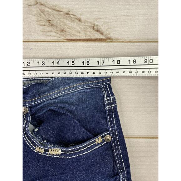 True Luck Jeans Mens 36x30 Blue Denim Dark Wash Straight Leg Distressed Stretch - Picture 7 of 10